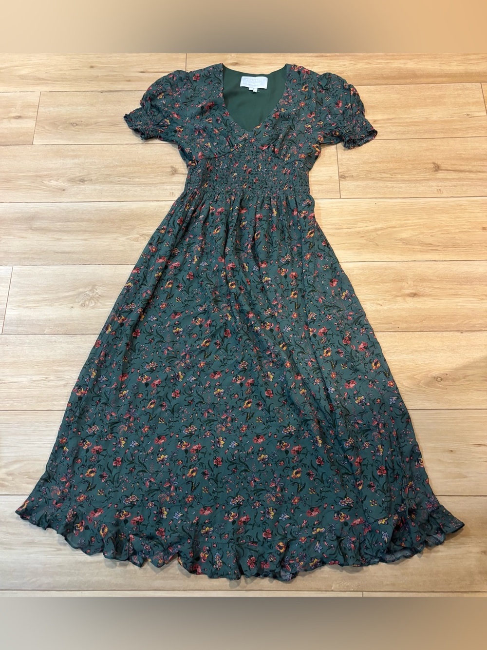 Hill House -- The Georgia Nap Dress -- Bottle Green Fleur Chintz medium m